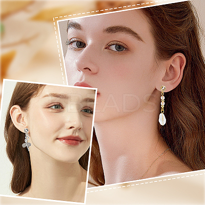 8 Pairs 2 Colors Brass Micro Pave Clear Cubic Zirconia Stud Earring Findings ZIRC-BBC0003-17-1