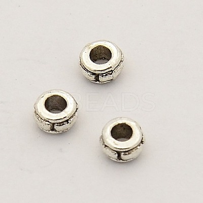 Antique Silver Rondelle Alloy Spacer Beads PALLOY-N0002-05AS-1