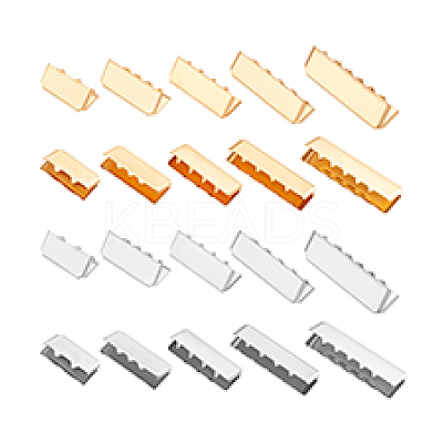 120Pcs 10 Styles Iron Ribbon Crimp Ends IFIN-PH0002-35-1