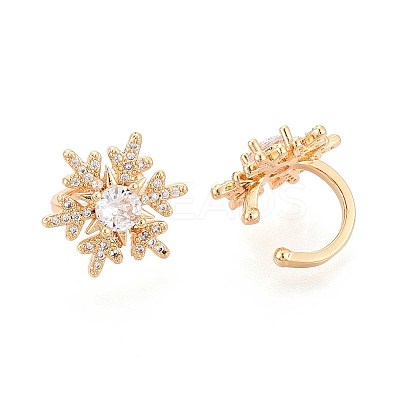 Brass Micro Pave Clear Cubic Zirconia Cuff Earrings EJEW-T047-75G-1