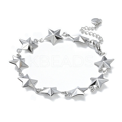 Non-Tarnish 304 Stainless Steel Star Link Chain Bracelets for Women BJEW-U002-02P-1
