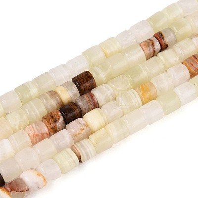 Natural Green Banded Calcite(Afghan Jade) Beads Strands G-T141-94B-1