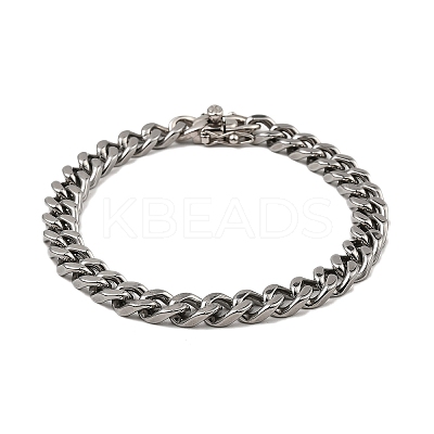 Non-Tarnish 304 Stainless Steel Cuban Link Chain Bracelet NJEW-D050-02E-P-1