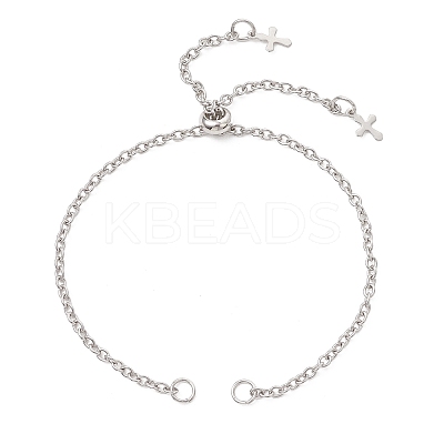 2.5MM 304 Stainless Steel Cable Chain Slider Bracelet Makings AJEW-JB01521-1