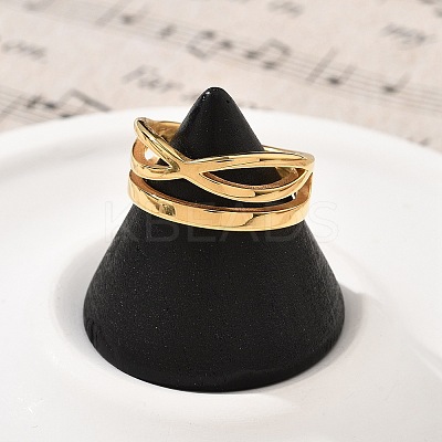 304 Stainless Steel Criss Cross Finger Rings RJEW-Q012-08G-1