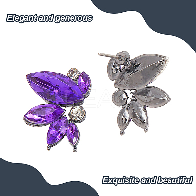 6 Pairs 6 Colors Sparkling Rhinestone Stud Earrings with Alloy Pins EJEW-AN0004-32-1