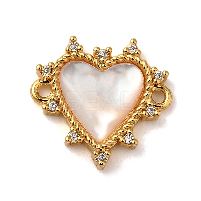 Rack Plating Brass Micro Pave Clear Cubic Zirconia Connector Charms KK-K345-17G-1