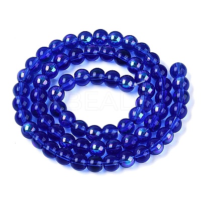 Transparent Electroplate Glass Beads Strands EGLA-Q132-6MM-01A-08-1