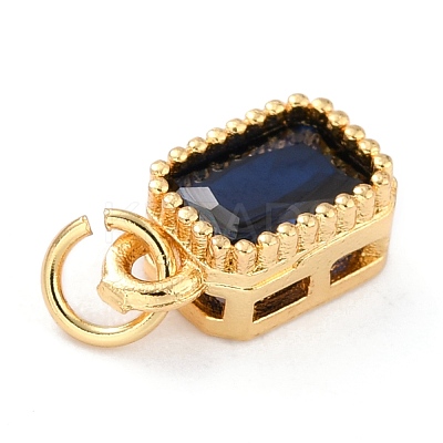 Real 18K Gold Plated Brass Inlaid Cubic Zirconia Charms ZIRC-L100-075G-05-1