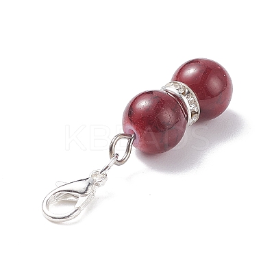 8Pcs Baking Paint Glass Beaded Pendant Decorations HJEW-JM00640-02-1-1