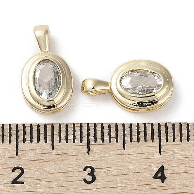 Brass Micro Pave Clear Cubic Zirconia Charms KK-G491-13G-1