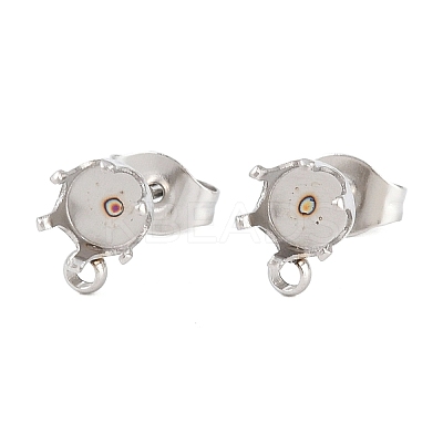 304 Stainless Steel Flat Round Stud Earring Findings STAS-D389-04D-P-1
