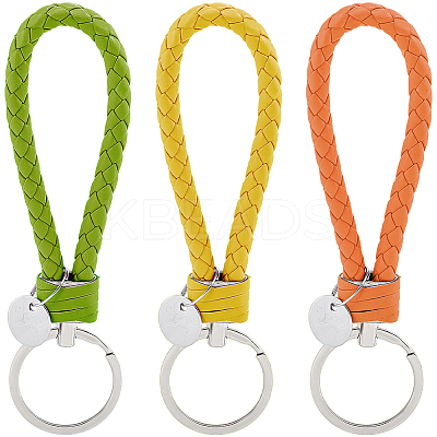 12Pcs 3 Colors PU Leather Knitting Keychains KEYC-CL0001-20C-1