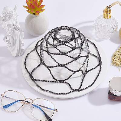 Rhinestone Mesh Headpiece Cap AJEW-WH0413-82B-1