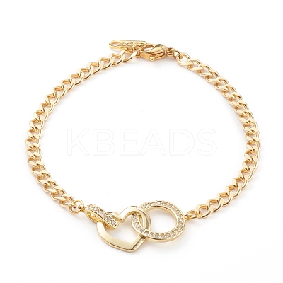Brass Micro Pave Clear Cubic Zirconia Link Bracelets BJEW-JB06105-01-1
