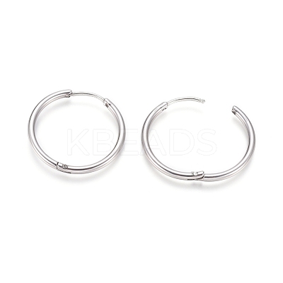 Tarnish Resistant 202 Stainless Steel Huggie Hoop Earrings X-EJEW-F111A-25mm-P-1