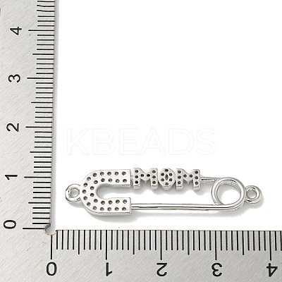 Mother's Day Brass Micro Pave Clear Cubic Zirconia Connector Charms KK-K378-14P-1