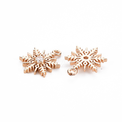 Rack Plating Brass Micro Pave Clear Cubic Zirconia Pendants KK-T060-46-RS-1