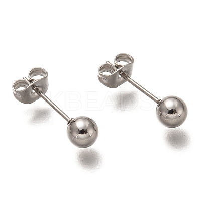 Non-Tarnish 304 Stainless Steel Ball Stud Earrings STAS-H136-07B-P-1
