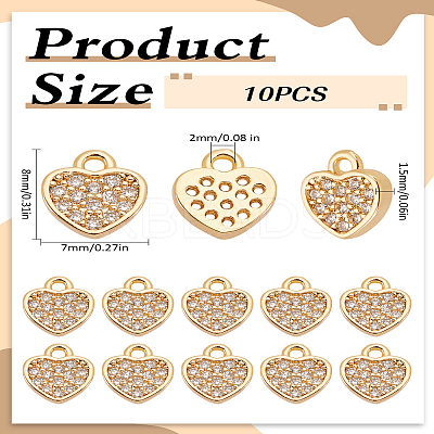 10Pcs Brass Micro Pave Clear Cubic Zirconia Charms KK-LP0001-86-1