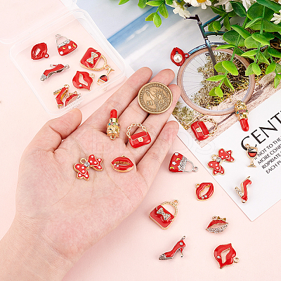 24Pcs 12 Styles Alloy Enamel Pendants FIND-PH0010-76-1