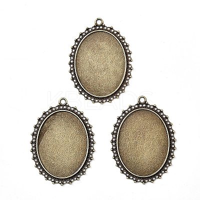 Tibetan Style Alloy Oval Tray Cabochon Settings LS-TIBEP-5437-AB-LF-1