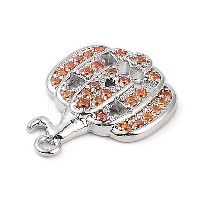 Rack Plating Brass Orange Cubic Zirconia Pendants KK-D031-03P-1
