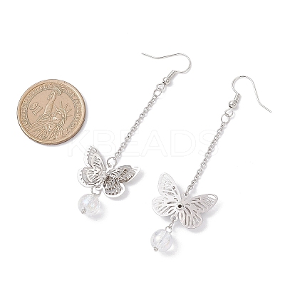 Brass Butterfly Dangle Earrings EJEW-JE06664-1