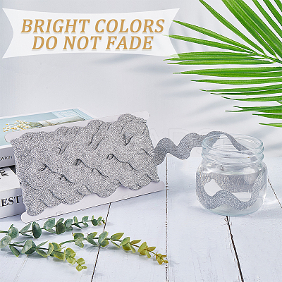 10 Yard Metallic Polyester Wavy Fringe Trim Ribbon SRIB-GF0001-38S-1