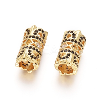 Brass Micro Pave Cubic Zirconia European Beads OPDL-L016-03A-G-1