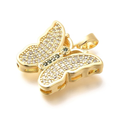 Brass Micro Pave Cubic Zirconia Pendants KK-G519-15G-02-1