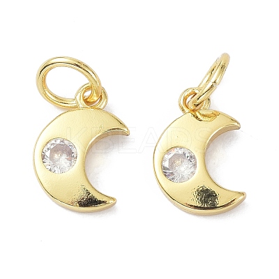 Brass Cubic Zirconia Charms ZIRC-C022-20G-1