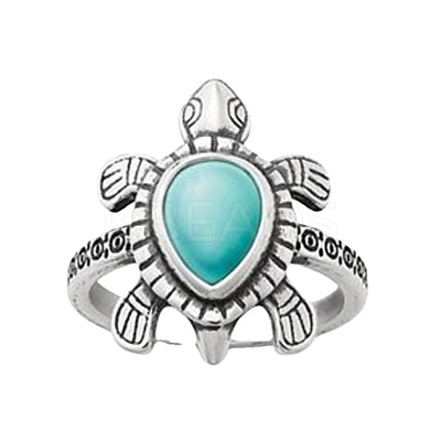 Retro Alloy and Synthetic Turquoise Finger Rings FS-WG1C352-05-1