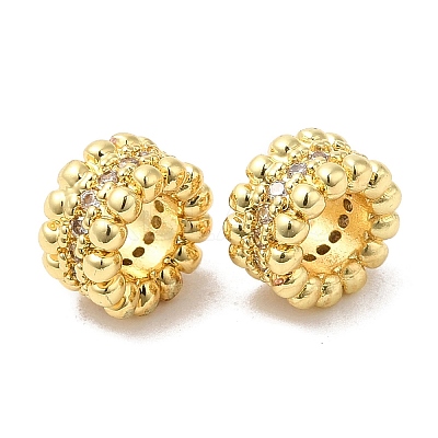 Rack Plating Brass Cubic Zirconia European Beads KK-R147-05G-1