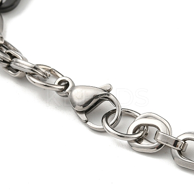 Non-Tarnish Two Tone 201 Stainless Steel Oval Link Chain Bracelet BJEW-B078-37BP-1