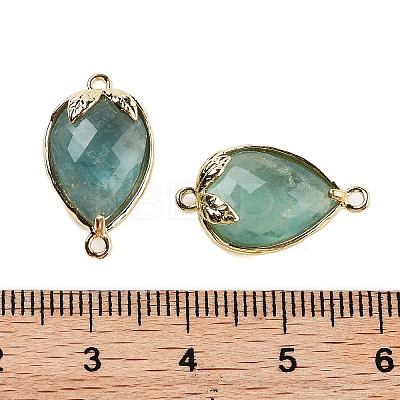 Natural Green Fluorite Faceted Teardrop Connector Charms G-B081-03G-09-1