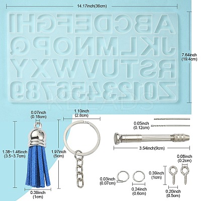 1Pcs Initial Letter A~Z & Number 0~9 Silicone Pendant Mold for KeyChain Making DIY-YW0008-10-1