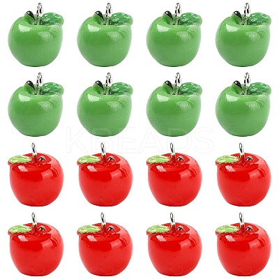 10Pcs Apple Resin Charms RESI-YW0005-26A-1