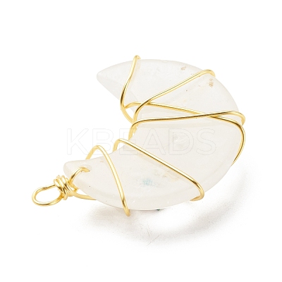 Natural Mixed Stone Copper Wire Wrapped Pendants PALLOY-JF01639-1