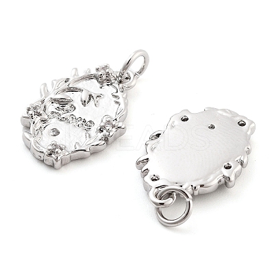 Rack Plating Brass & Clear Cubic Zirconia Pendants KK-S371-03P-1