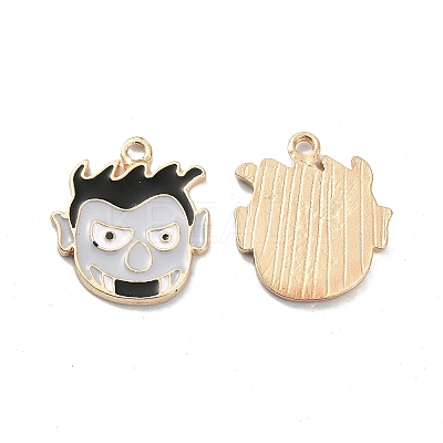 Halloween Light Gold Tone Alloy Enamel Pendants ENAM-P247-10KCG-1