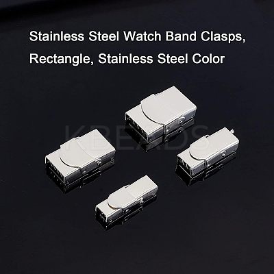8 Sets 4 Style 304 Stainless Steel Watch Band Clasps STAS-UN0031-24-1