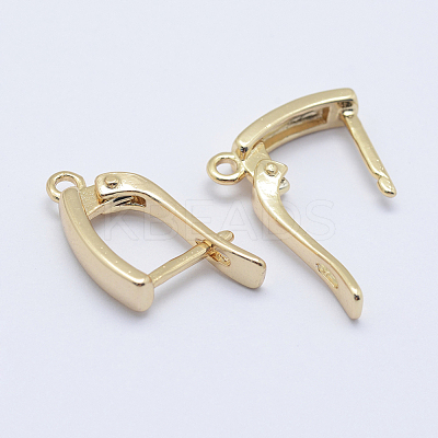 Brass Hoop Earring Findings with Latch Back Closure KK-F728-06G-A-NF-1