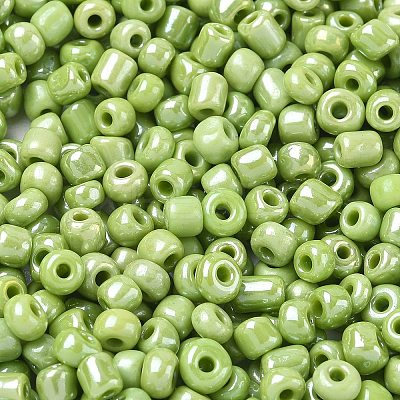 6/0 Opaque Colors Lustered Round Glass Seed Beads X-SEED-A012-4mm-124-1