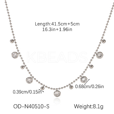 304 Stainless Steel Pave Clear Cubic Zirconia Pendant Necklaces WG6D3B0-02-1