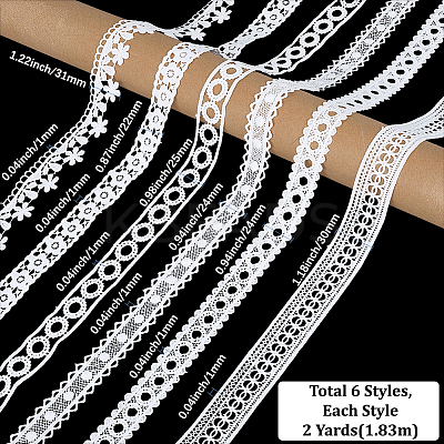 12 Yards 6 Styles Milk Fiber Embroidery Ribbon OCOR-CY0001-81-1