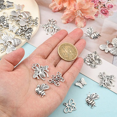 40Pcs 8 Styles Tibetan Style Alloy Pendants TIBE-YW0001-65-1