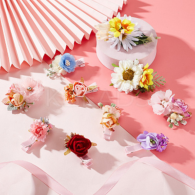 10Pcs 10 Styles Simulation Flower Cloth Alligator Hair Clips PHAR-GA0001-01-1