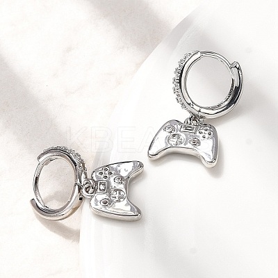Brass Micro Pave Cubic Zirconia Hoop Earrings EJEW-P322-14P-1