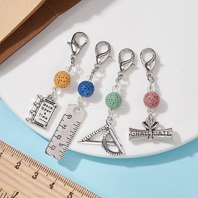 4Pcs 4 Styles Tibetan Style Alloy Pendant Decorations HJEW-JM01707-1